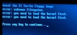 mount the el torito floppy image unknown filesystem.jpg